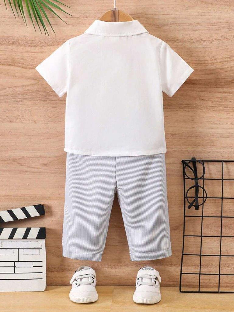 Baby 2 in 1 Stripe Bow Tie Shirt And Pants Set