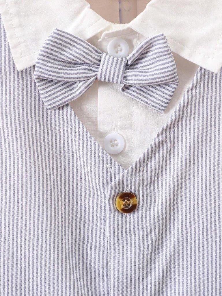 Baby 2 in 1 Stripe Bow Tie Shirt And Pants Set