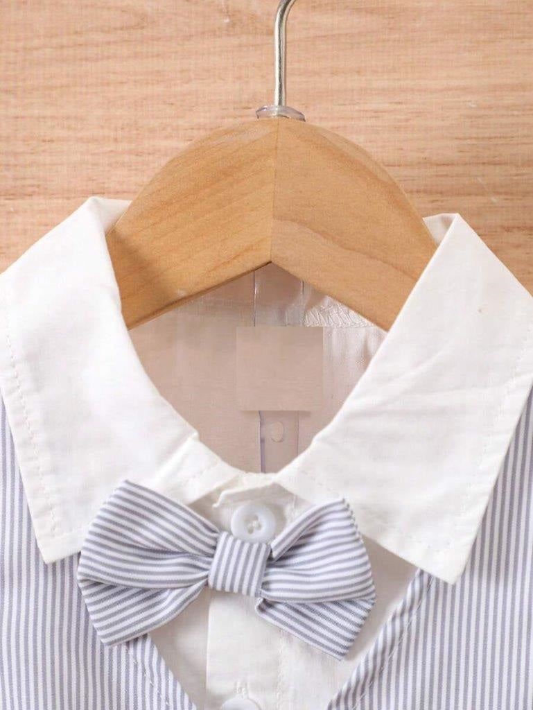 Baby 2 in 1 Stripe Bow Tie Shirt And Pants Set