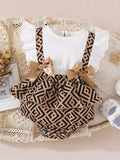 Baby Double Bow Patterned Bodysuit Dress