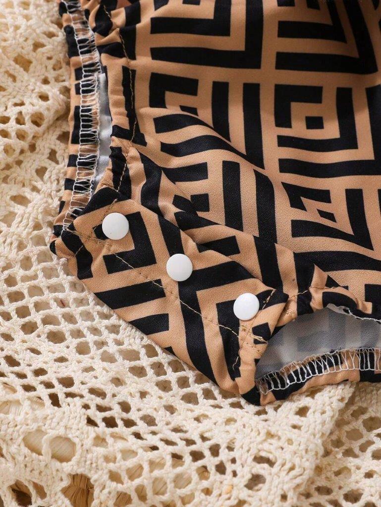 Baby Double Bow Patterned Bodysuit Dress