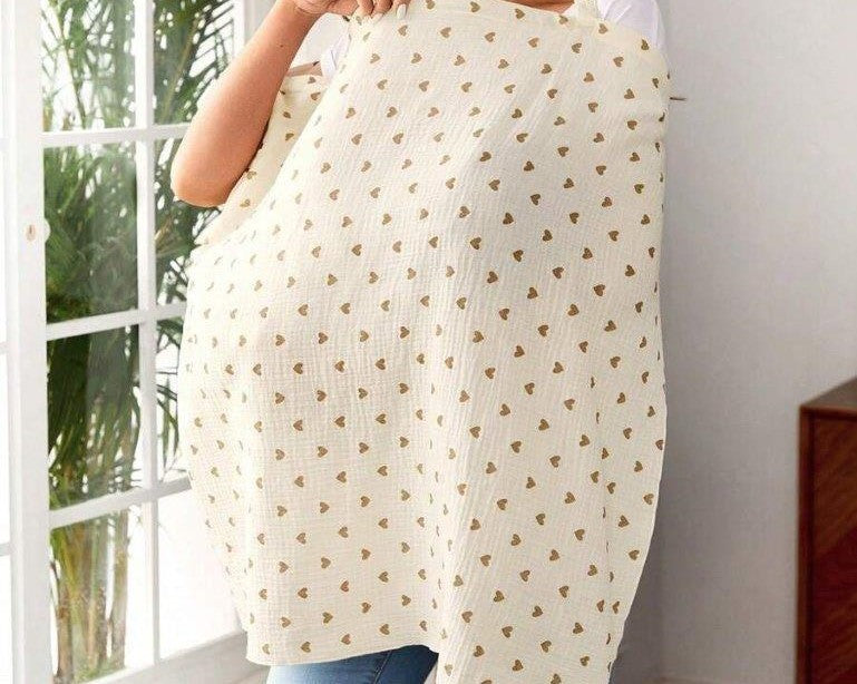 Baby Heart Print Nursing Cover