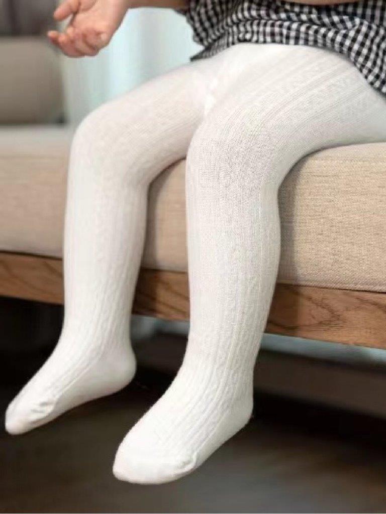 Baby White Patterned Tights 1-2 Years