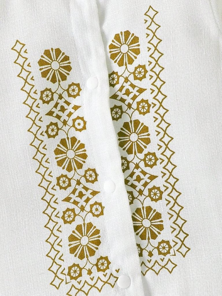 Baby White Elegant Print Jumpsuit With Hat