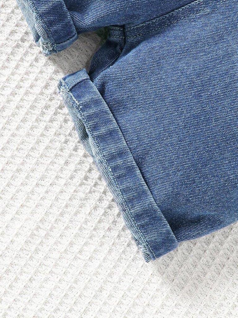 Baby Stripe Tee And Denim Dungaree Set
