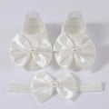 Baby White Pearl Bow Socks With Headband 3-12 Months