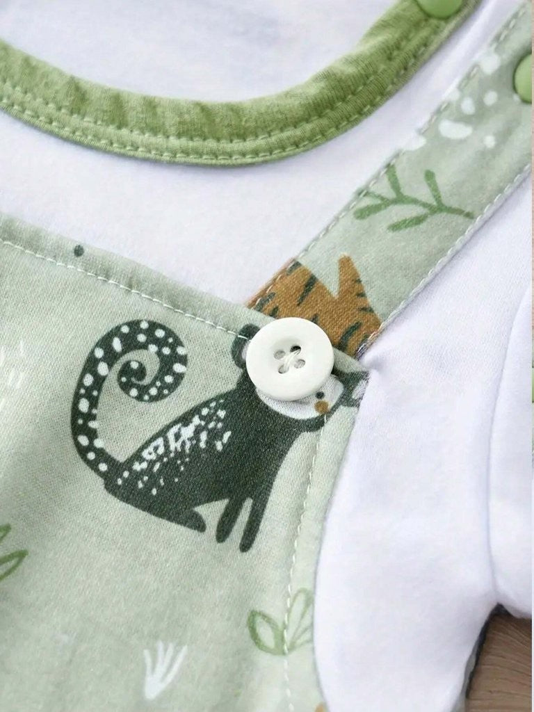 Baby Button Animal Print Romper