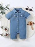 Baby Casual Denim Pocket Romper
