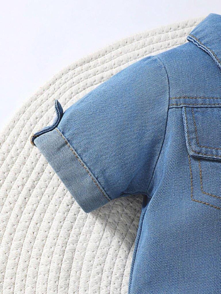 Baby Casual Denim Pocket Romper