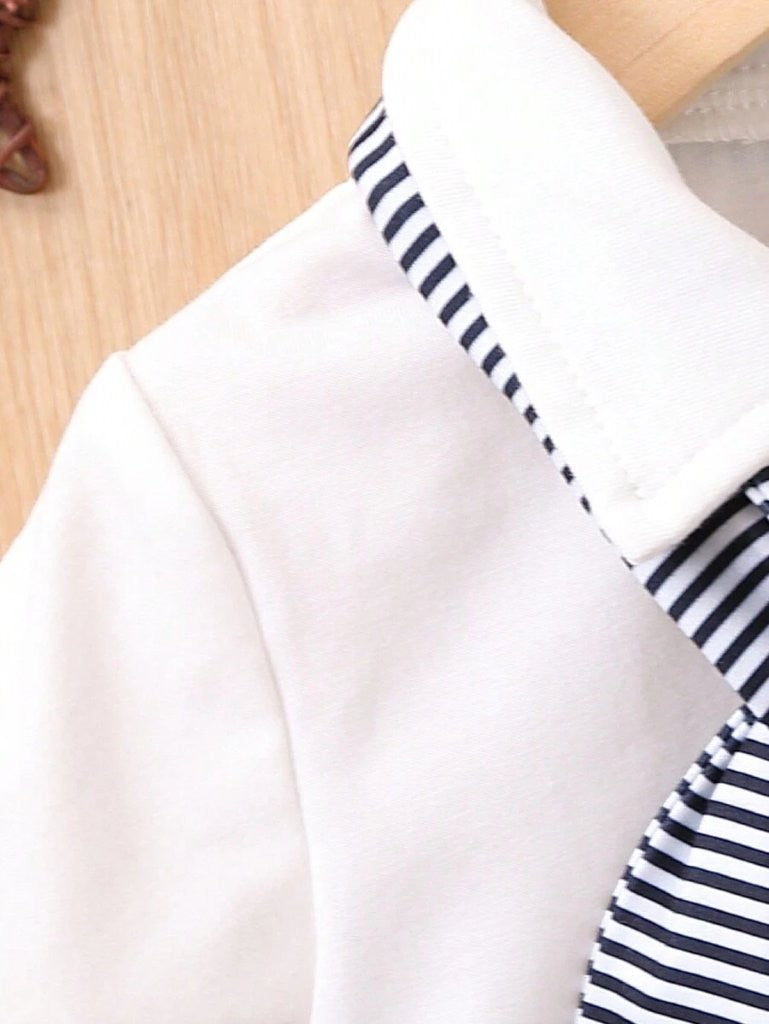 Baby Sailboat Print Tee And Shorts With Stripe Scarf Set