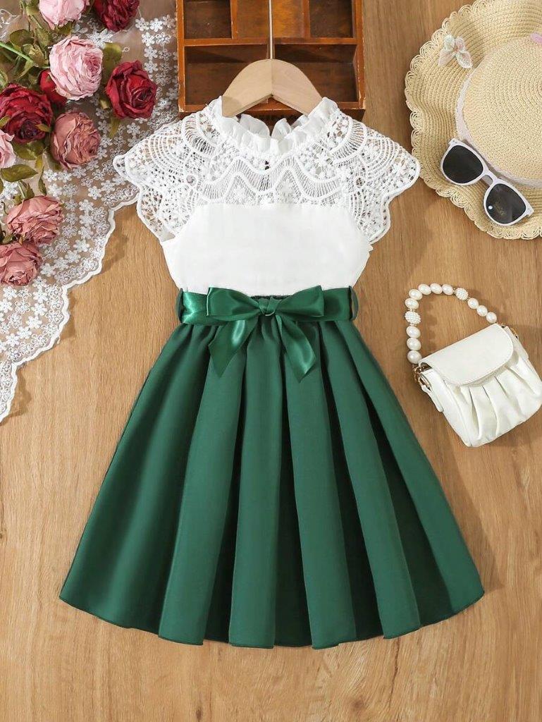 Toddler Girls Elegant Lace Detailed Dress Green