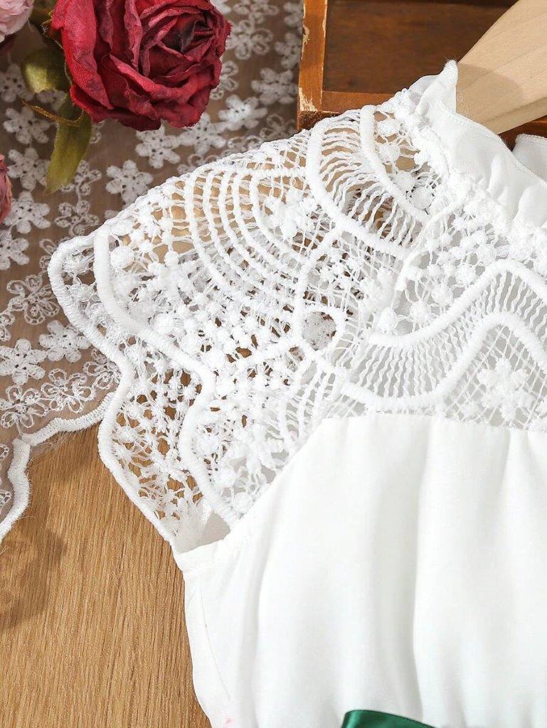 Toddler Girls Elegant Lace Detailed Dress Green
