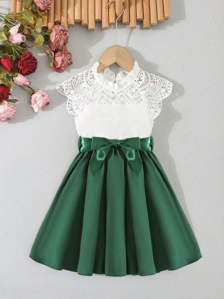Toddler Girls Elegant Lace Detailed Dress Green