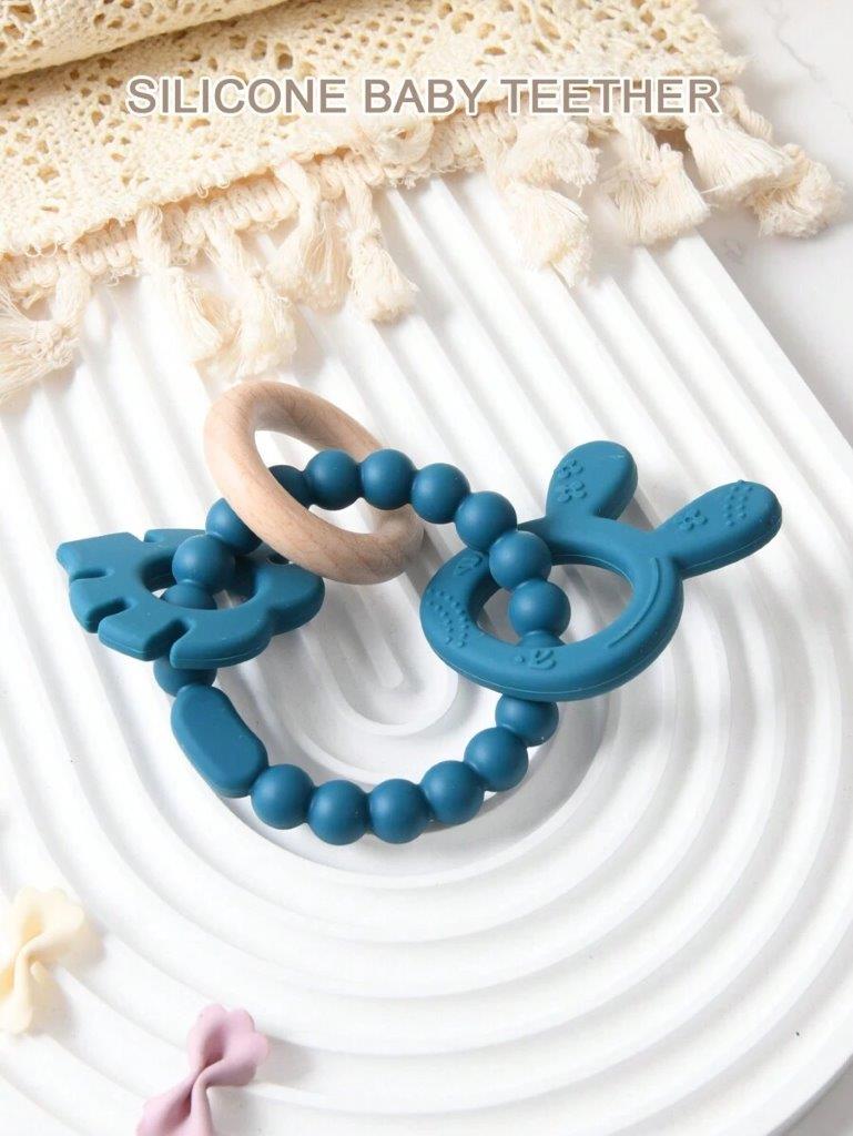 Baby Silicone Teether Teal Blue