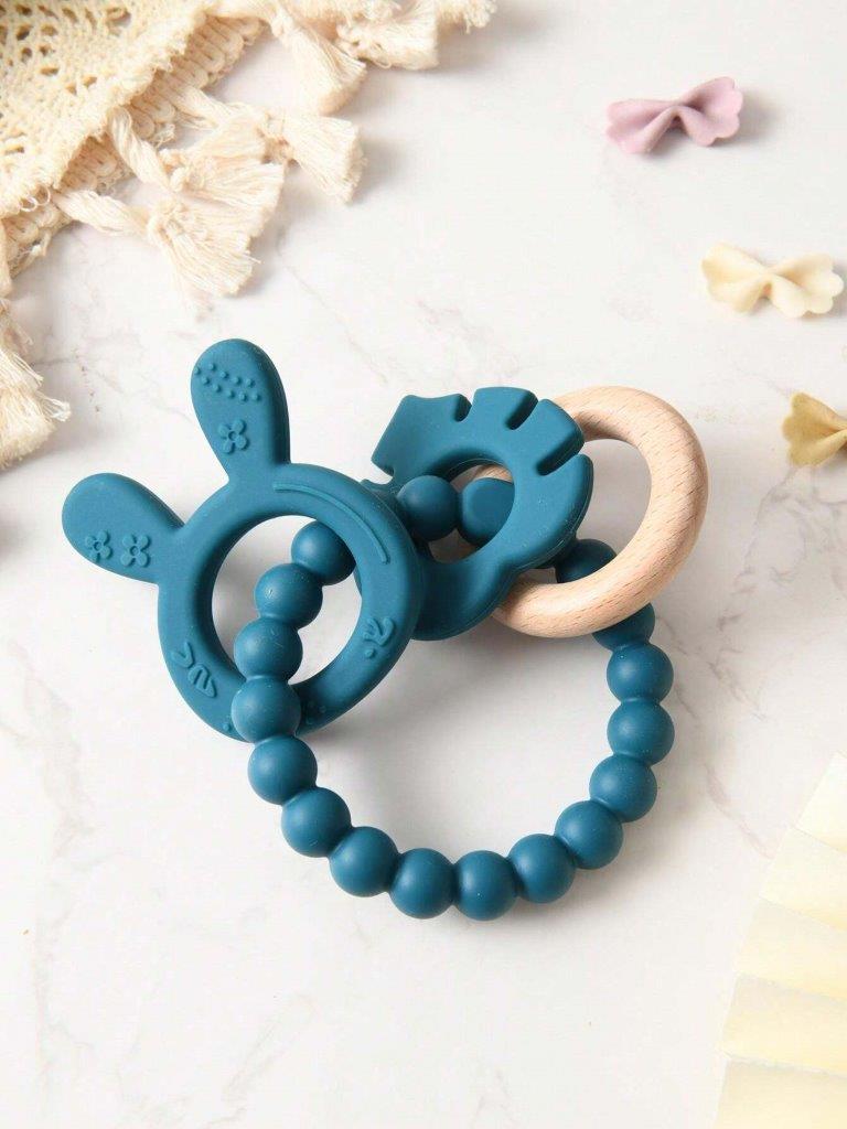 Baby Silicone Teether Teal Blue
