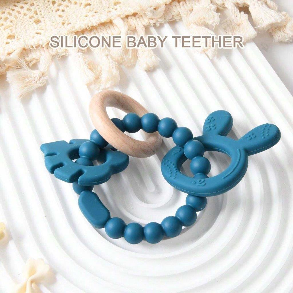 Baby Silicone Teether Teal Blue
