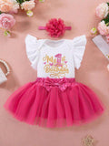 Baby One Year old My 1st Birthday Outfit Hot Pink