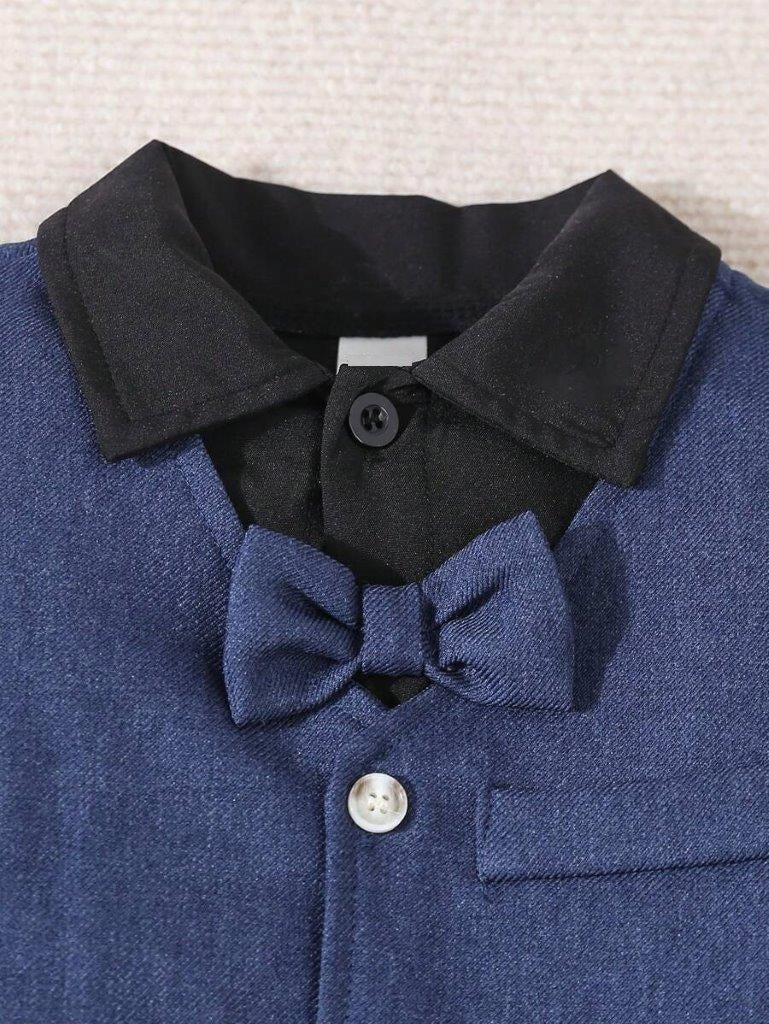 Baby 3 Piece Bow Tie Bodysuit Vest And Pants Set