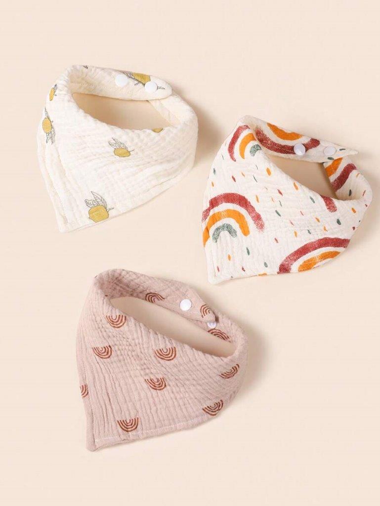 Set of 3 Stylish Patterned Bandana Bibs