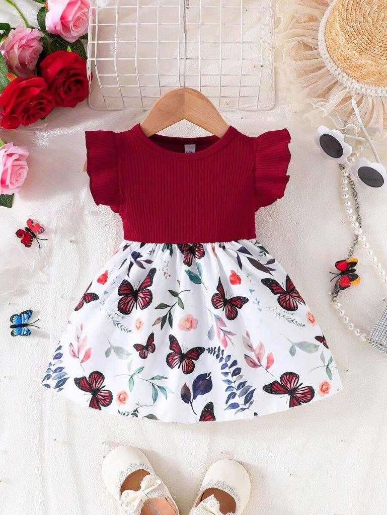 Baby Burgundy Butterfly Dress