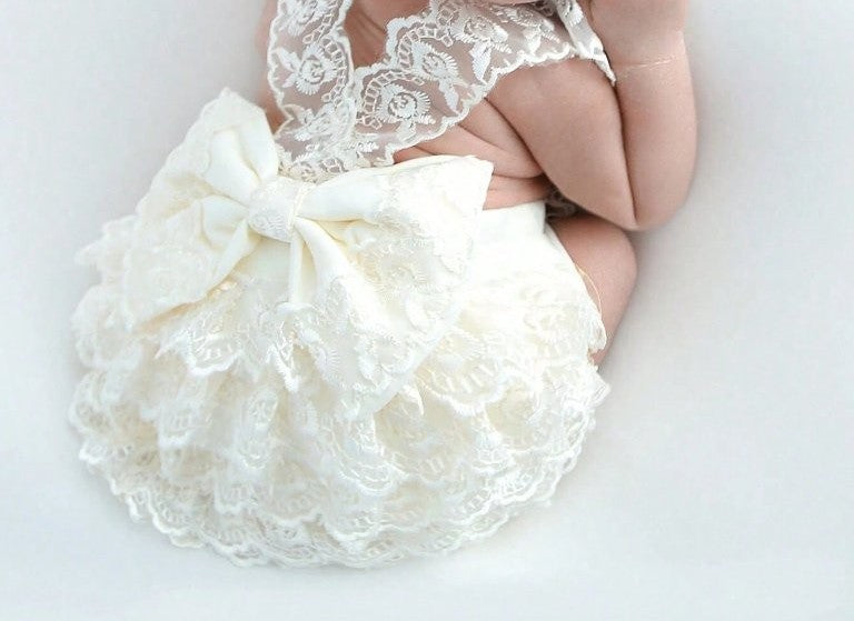 Baby Photography Newborn Contrast Lace Bodysuit With Headband