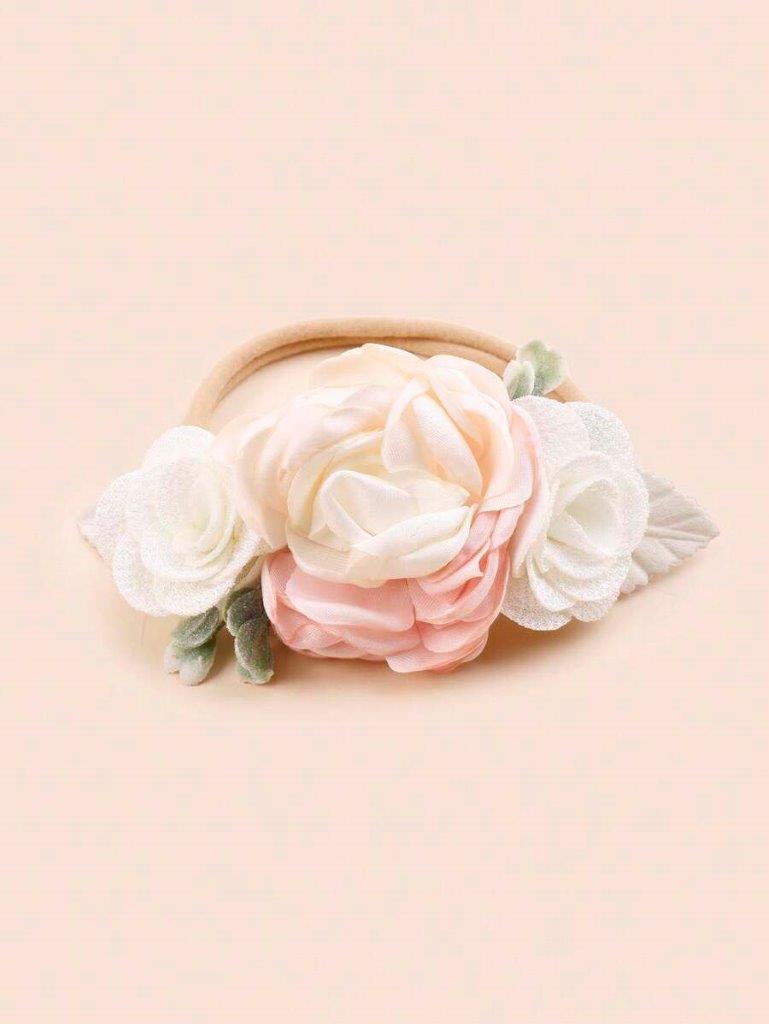 Baby 3 Piece Pink Rose Headband Set