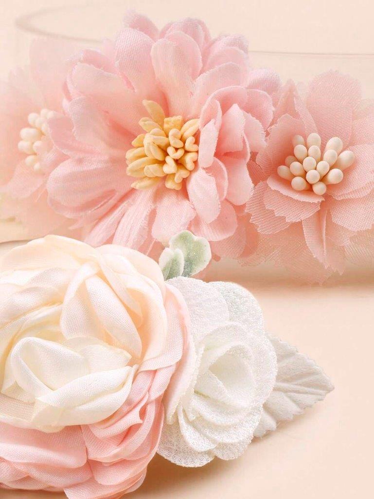 Baby 3 Piece Pink Rose Headband Set