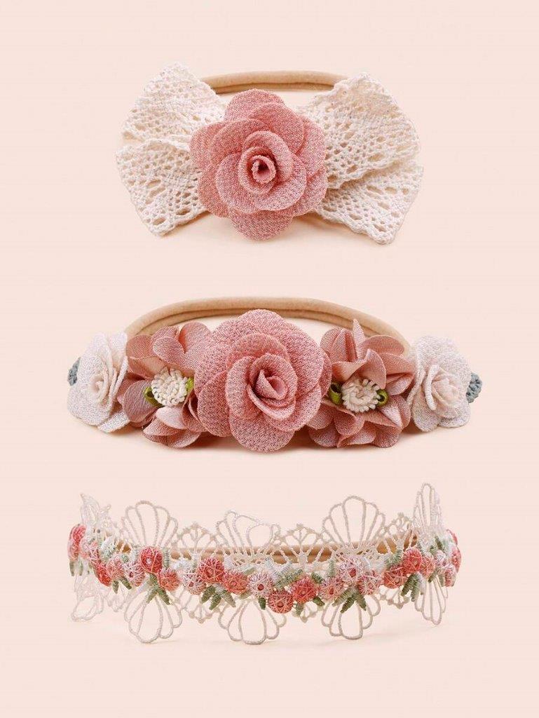 Baby 3 Piece Rose Headband Set