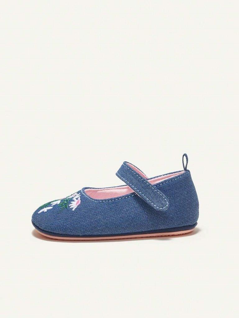 Baby Embroidered Blue Flats
