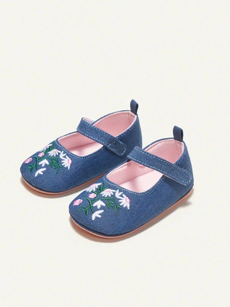 Baby Embroidered Blue Flats