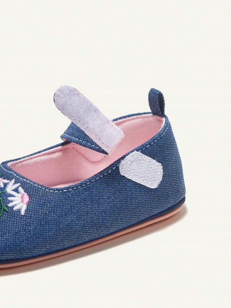 Baby Embroidered Blue Flats