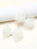 2 Piece White Mesh Pearl Hair Clips