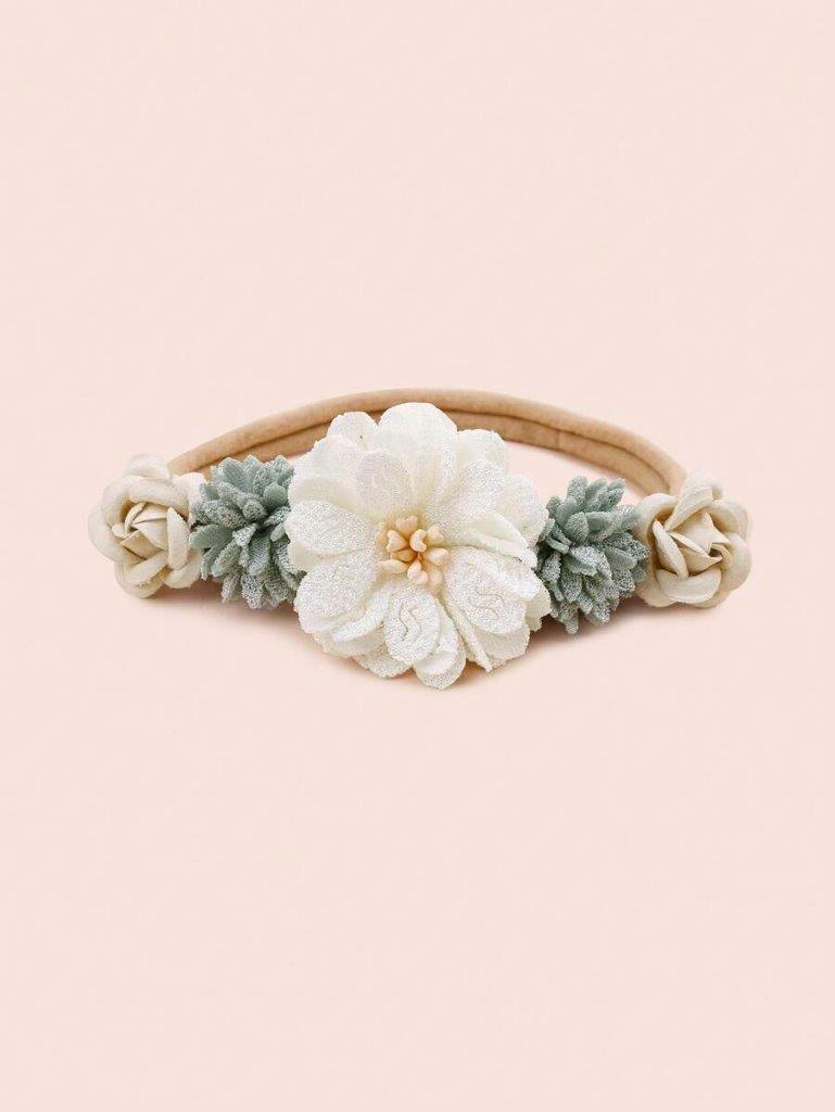 Baby 3 Piece Rose Headband Set Green
