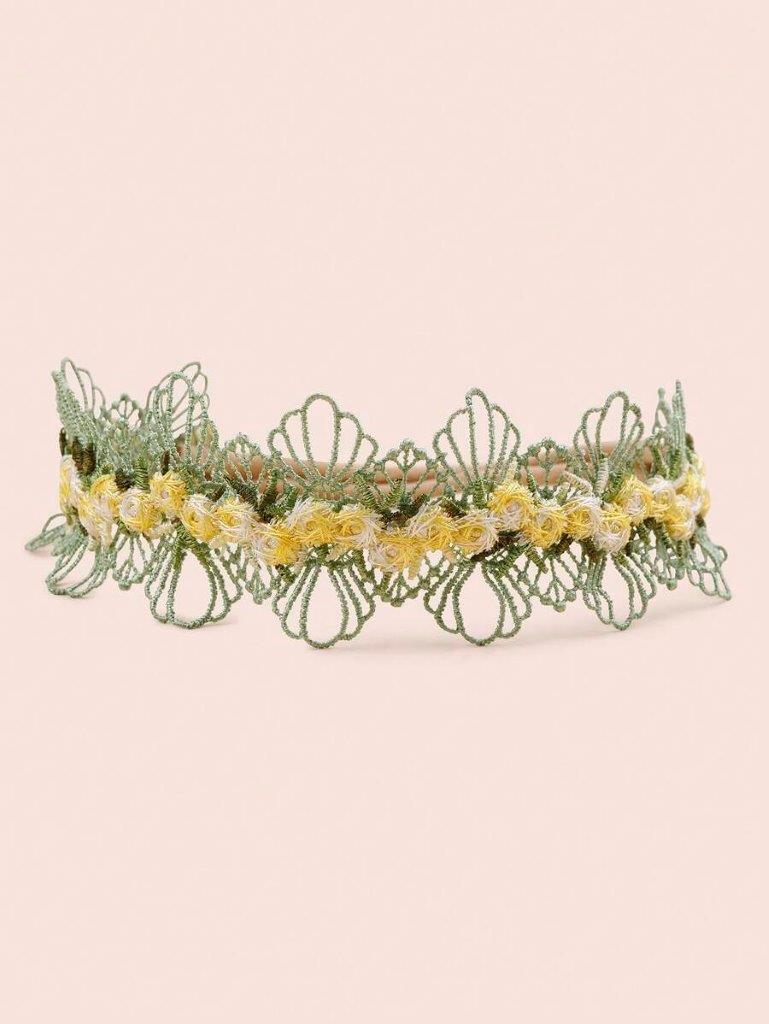 Baby 3 Piece Rose Headband Set Green