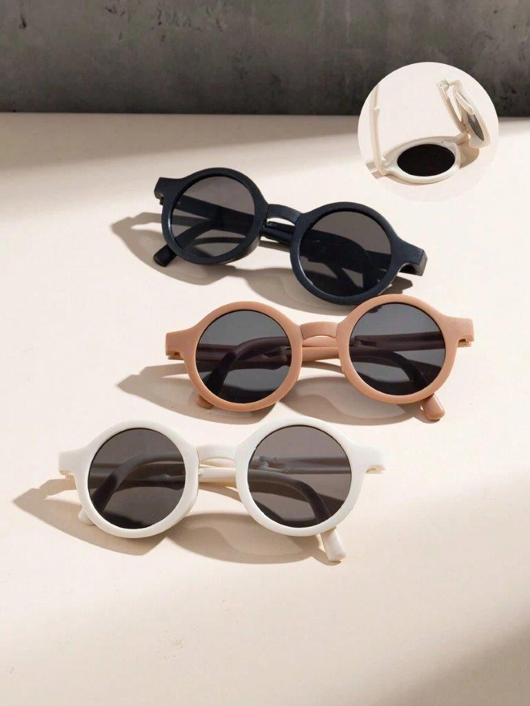 Kids 3 Piece Unisex Foldable Sunglasses Black