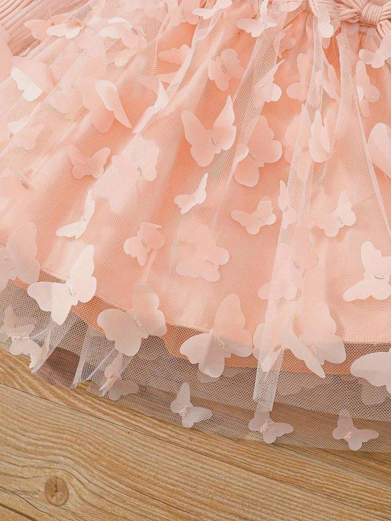 Baby Pink Double Bow 3D Butterfly Dress