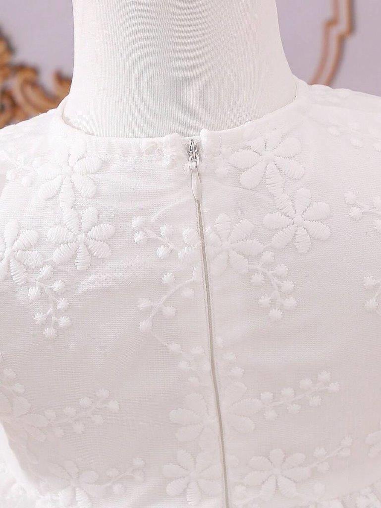 Baby White Side Bow Embroidery Dress