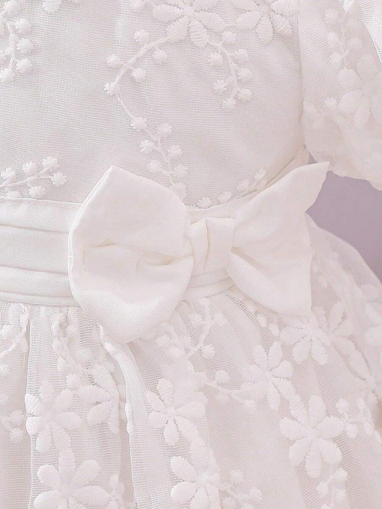 Baby White Side Bow Embroidery Dress