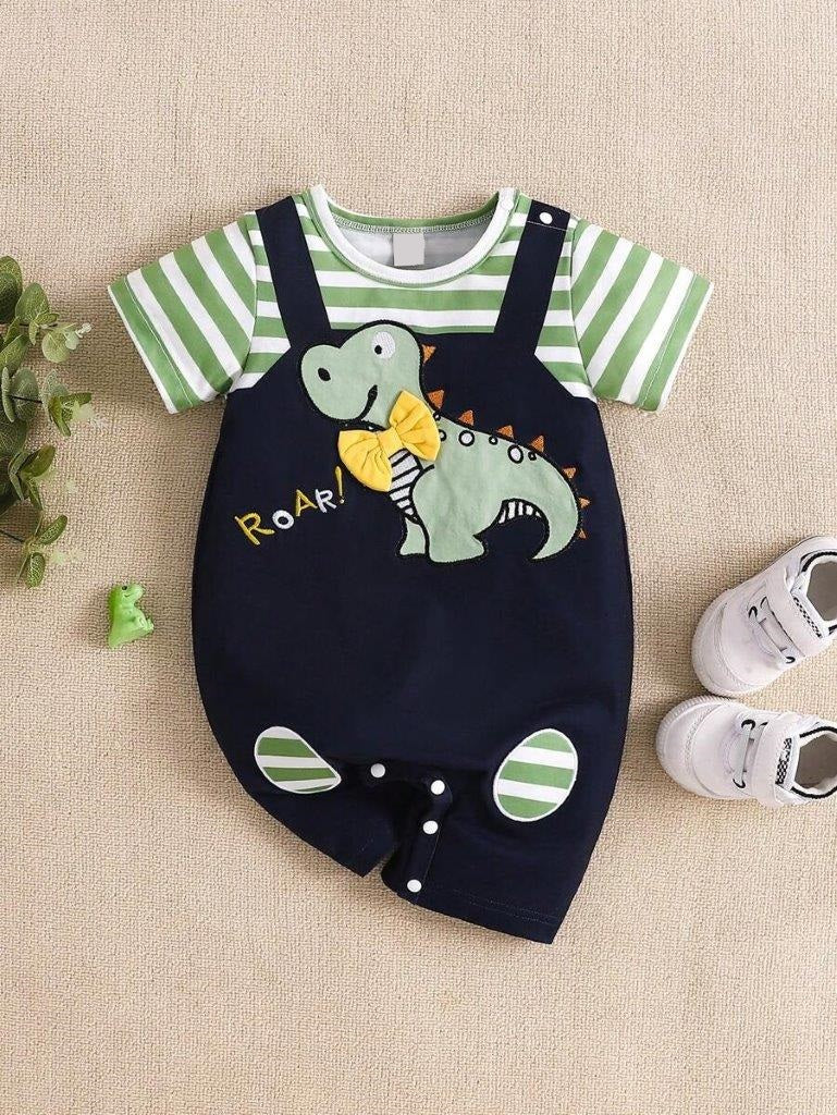 Baby Bow tie Dino Romper