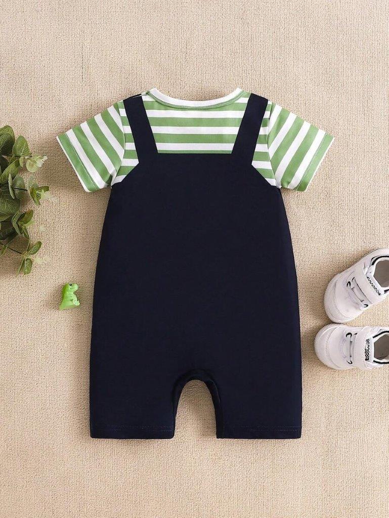 Baby Bow tie Dino Romper