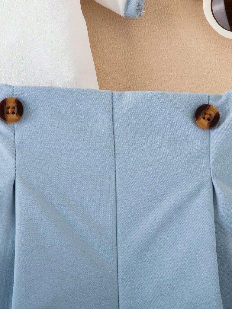 Baby Pleated Shirt With Shorts Outfit Blue