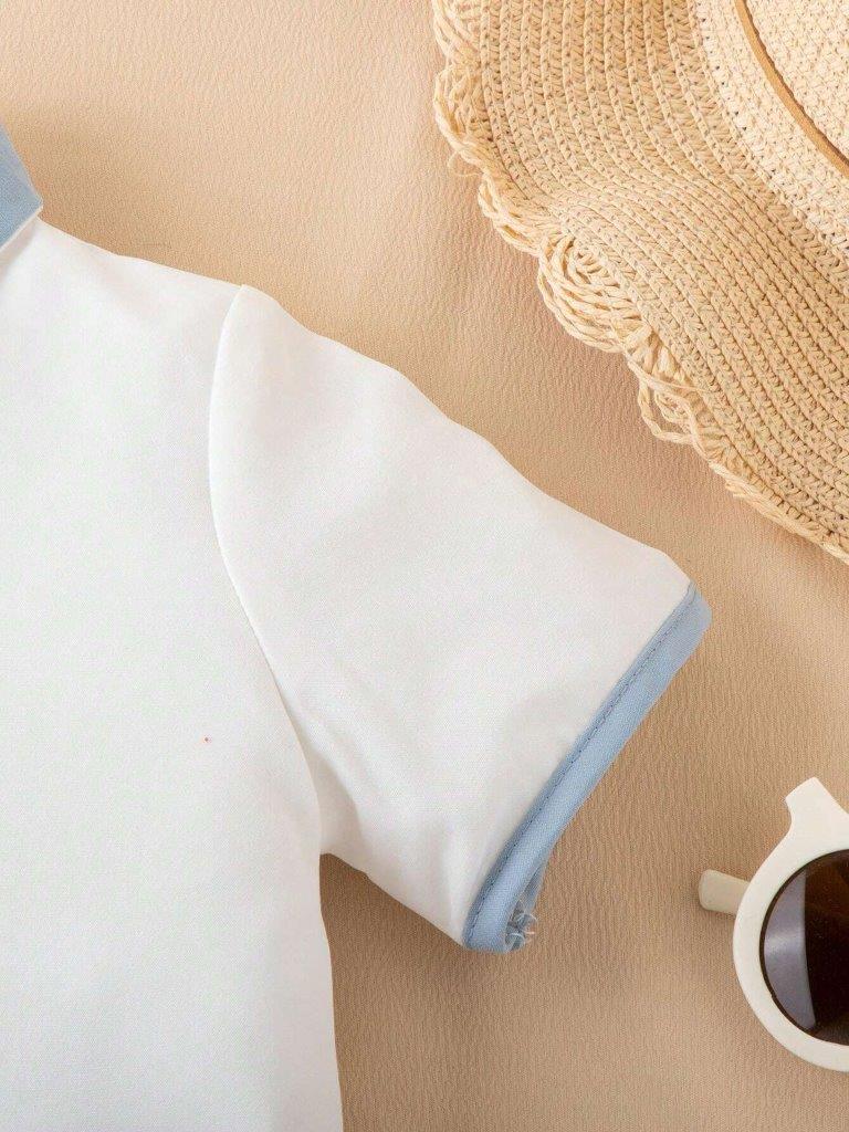 Baby Pleated Shirt With Shorts Outfit Blue