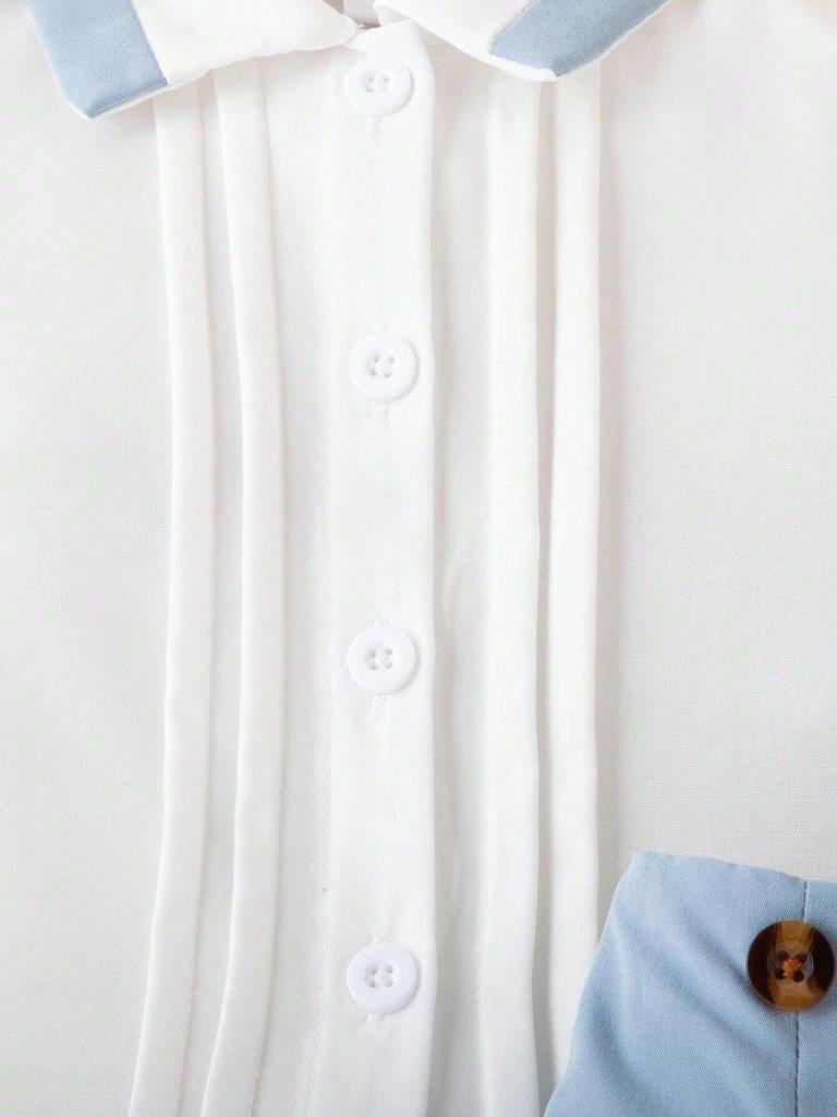 Baby Pleated Shirt With Shorts Outfit Blue