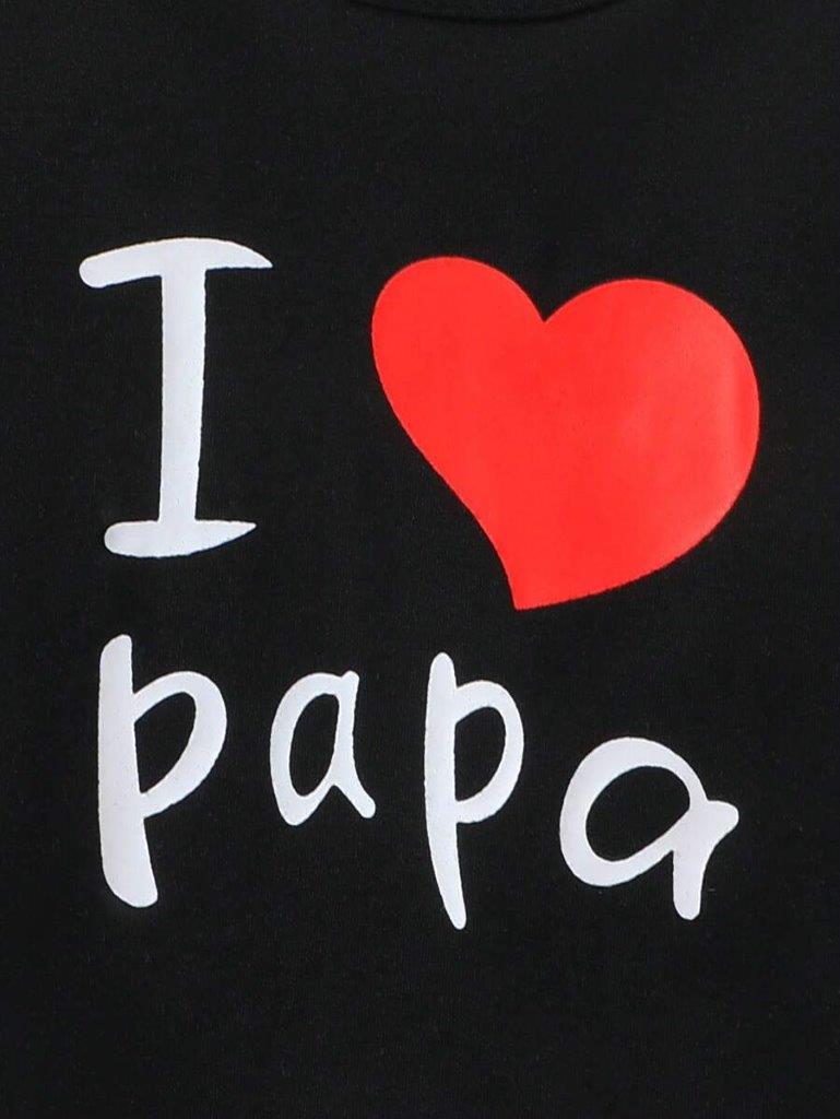 Baby I Love Papa Slogan Tee And Shorts Set