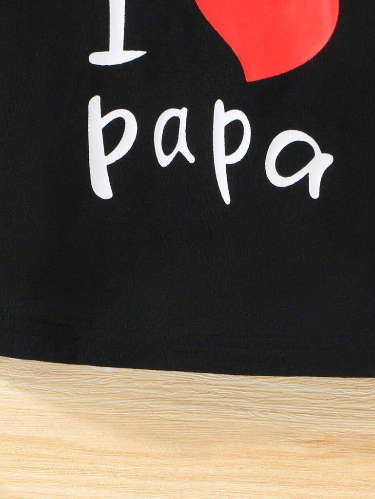 Baby I Love Papa Slogan Tee And Shorts Set