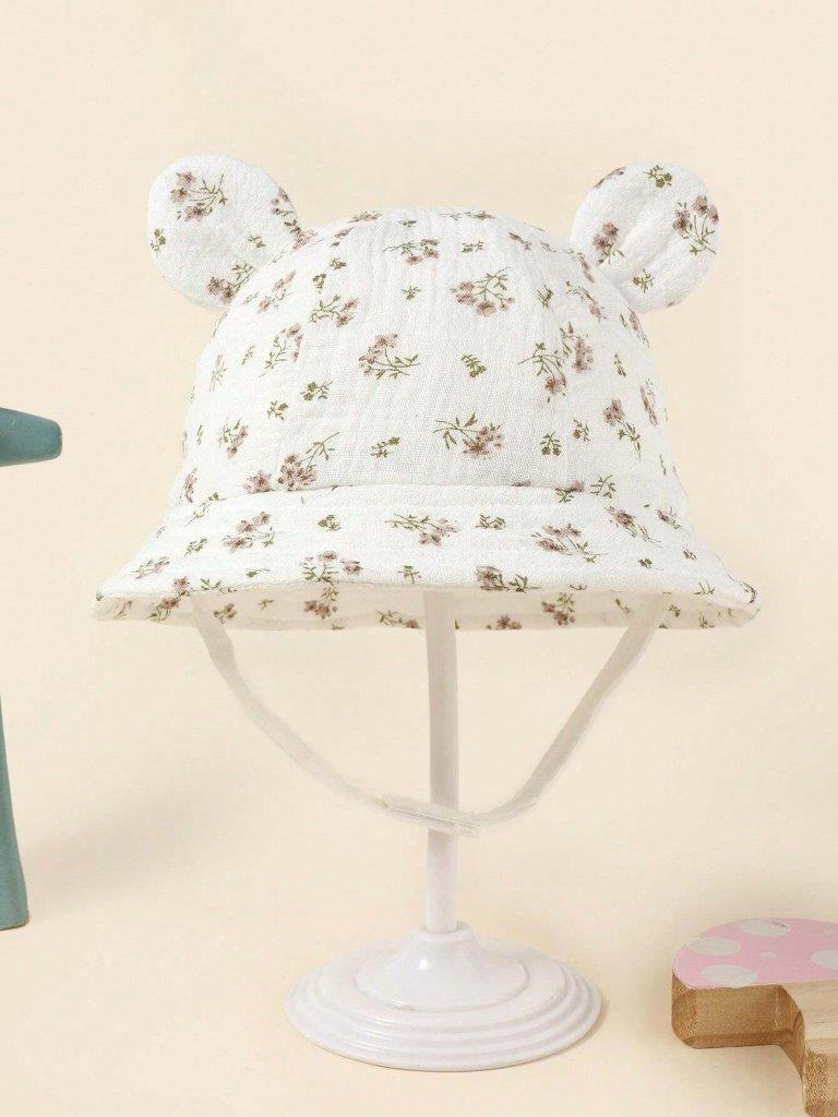 Baby Flower Ear Bucket Hat White 6-12 Months