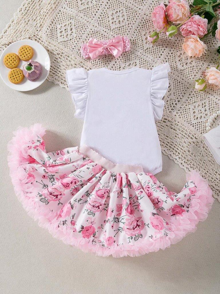 Baby One Year old Flower Skirt Birthday Outfit