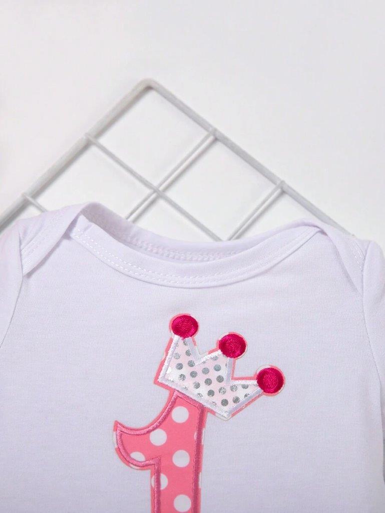 Baby One Year old Crown Tutu Birthday Outfit