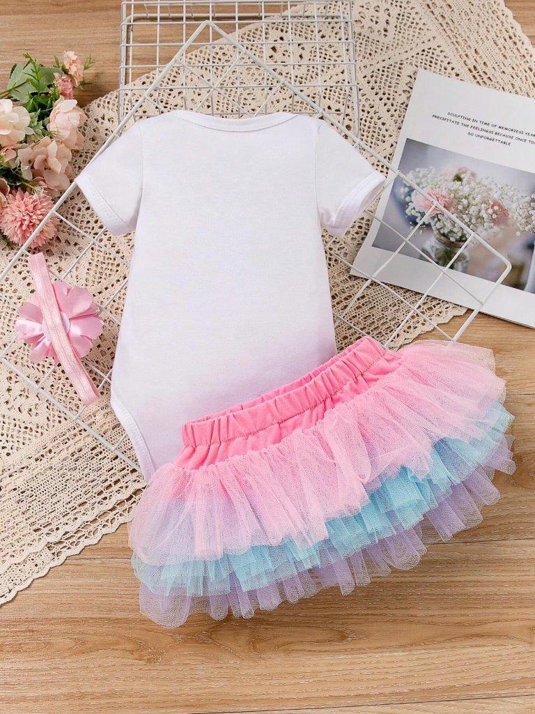 Baby One Year old Crown Tutu Birthday Outfit