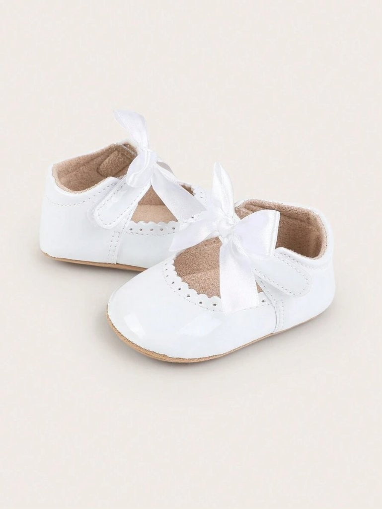 Baby White Bow Flower Strap Shoes